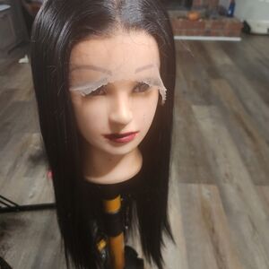 26 Inch Synthetic Sleek Black Lace Front Wig